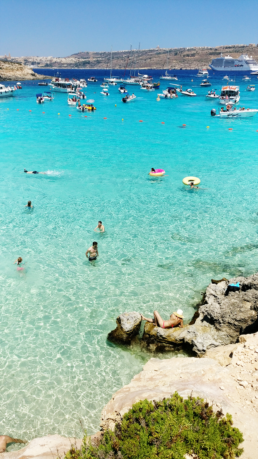 The crystal clear azure water in Blue Lagoon, Comino - Best beaches in Malta | Aliz’s Wonderland